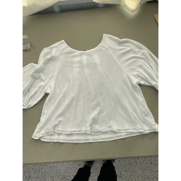 Free People Billie Long Sleeve Tee Womens Small Long Sleeve White Cotton Blend - Picture 6 of 11
